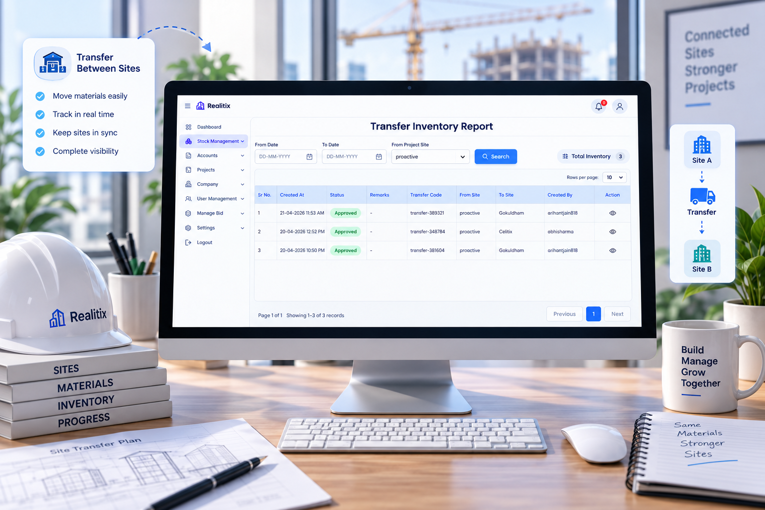 Transfer Inventory: Following Material Between Sites